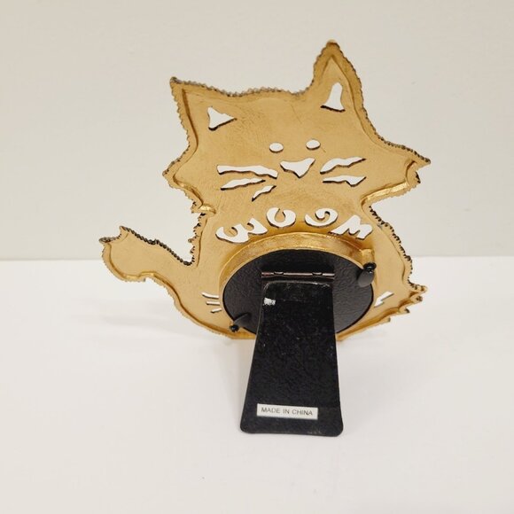 Meow Kitty Cat Kitten Copper Metal Design Free Standing Photo Picture Frame - Picture 3 of 4
